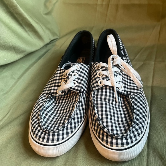 Black and White Checkered Vans Shoes - Picture 1 of 5